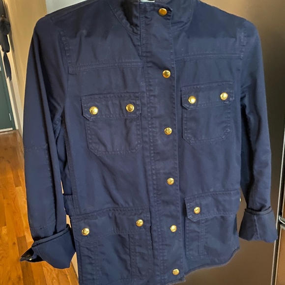 J. Crew Navy Blue Relaxed Boyfriend Field Jacket with gold tone hardware XS - Picture 2 of 5